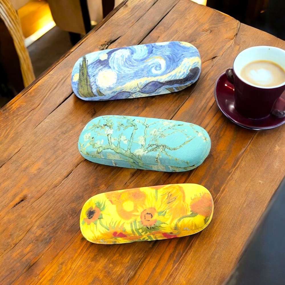 🆕 Premium Glasses Case, Van Gogh Oil Painting Print Series, Vegan Leather